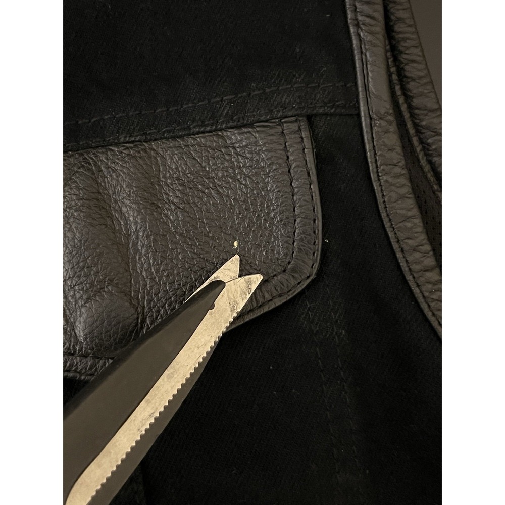 Street & Steel Mens Size Medium Biker Motorcyle Vest Black Denim & Leather - Picture 5 of 8